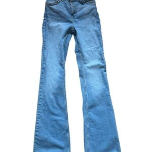 ZARA Women’s Size 4 Flare Jeans Light Wash High Rise Button Fly Trendy Y2K Boho